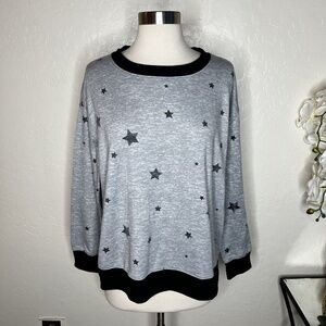 Splendid Womens Grey Heather Star Sweatshirt Long Sleeve Size M
